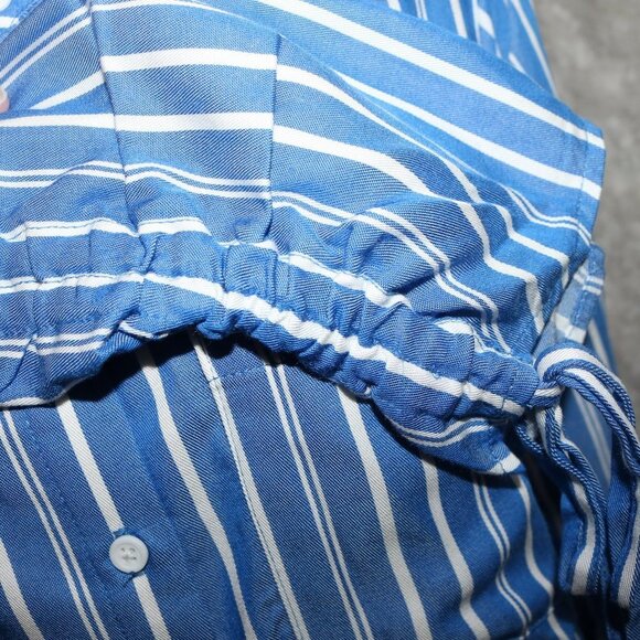 Daily Thread blue stripe longsleeve ladies button down medium 100% rayon - Picture 4 of 8